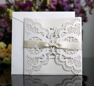 Wholesale Lace Paper Cards | Bulk Laser Cut White Corporate Pop up wedding cards